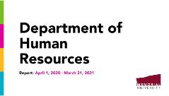 Department of Human Resources Annual Report April 1, 2020-March 31, 2021 cover